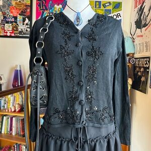 Elegant Black Embroidered Women's Sweater